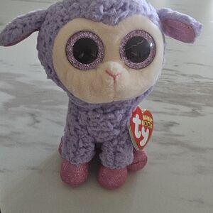 Ty Lavender Plush Lamb with Pink Sparkle Accents